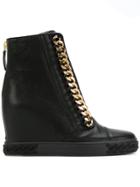 Casadei Chain-trimmed Wedge Sneakers - Black