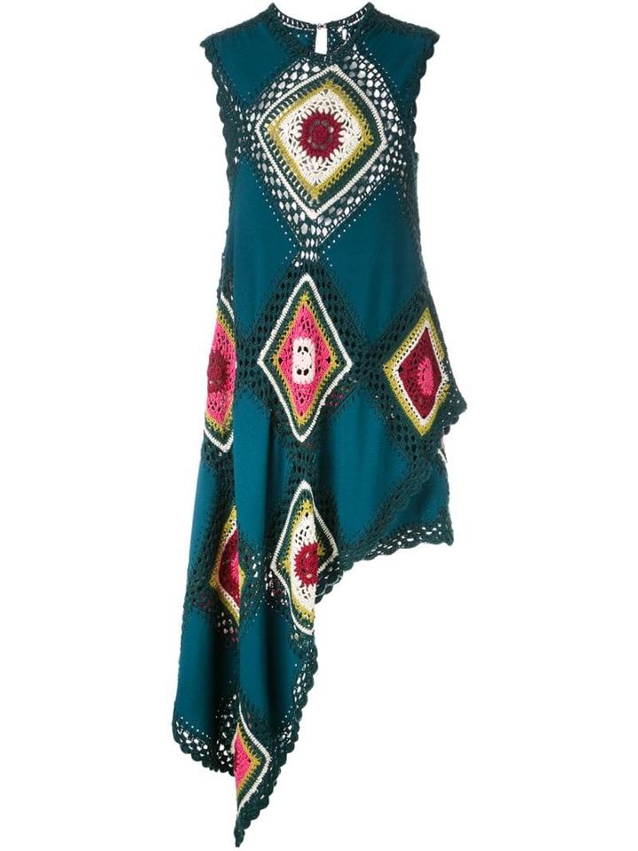 Oscar De La Renta Crochet Details Asymmetric Dress - Green