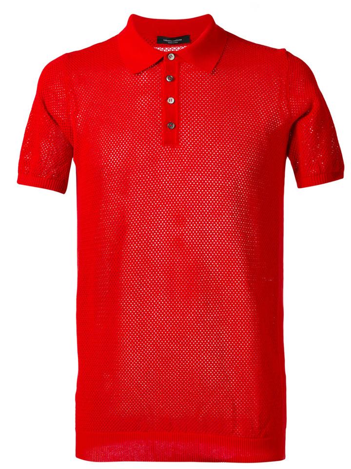 Roberto Collina Plain Polo Shirt, Men's, Size: 48, Red, Cotton