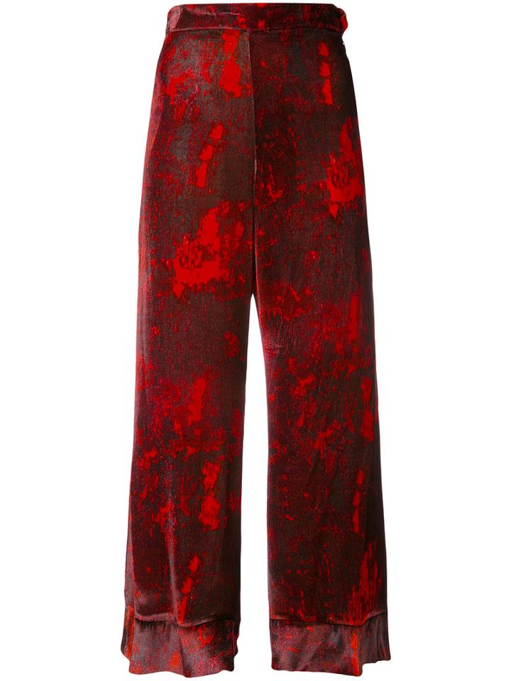 Ellery - High-rise Flared Cropped Trousers - Women - Rayon/silk - 8, Red, Rayon/silk