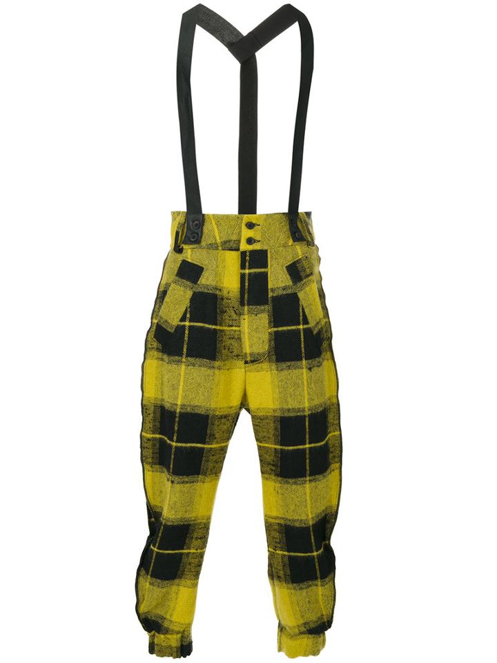 Lost & Found Ria Dunn - Plaid Trousers With Suspenders - Men - Cotton/linen/flax/polyamide/wool - L, Black, Cotton/linen/flax/polyamide/wool