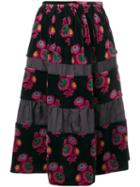 Comme Des Garçons Pre-owned Floral Print Velvet Skirt - Black