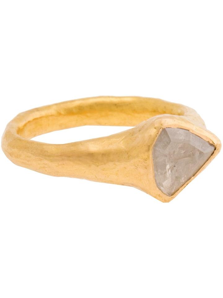 Ram 22k Gold Ring With White Diamond - Metallic