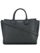 Karl Lagerfeld - Logo Plaque Tote Bag - Women - Cotton/leather - One Size, Black, Cotton/leather