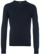 Fay V-neck Ribbed Sweater - Blue