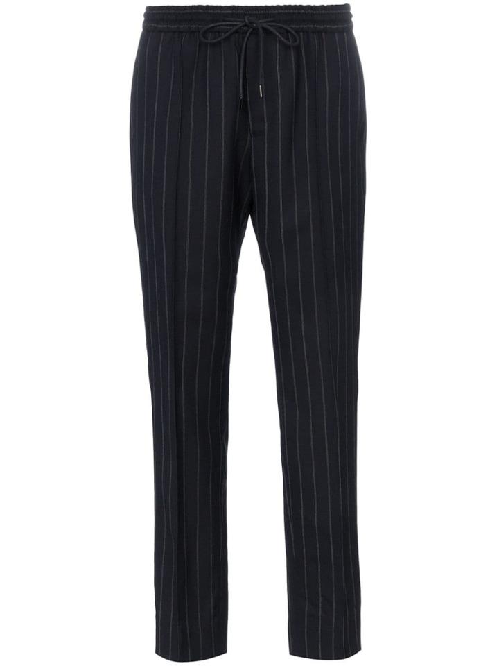 Juun.j Mid Rise Pinstripe Trousers - Blue
