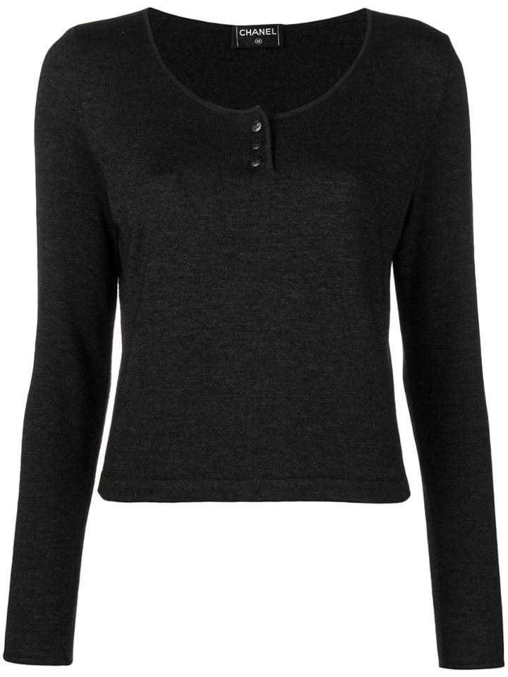 Chanel Vintage Grandad Collar Sweater - Grey