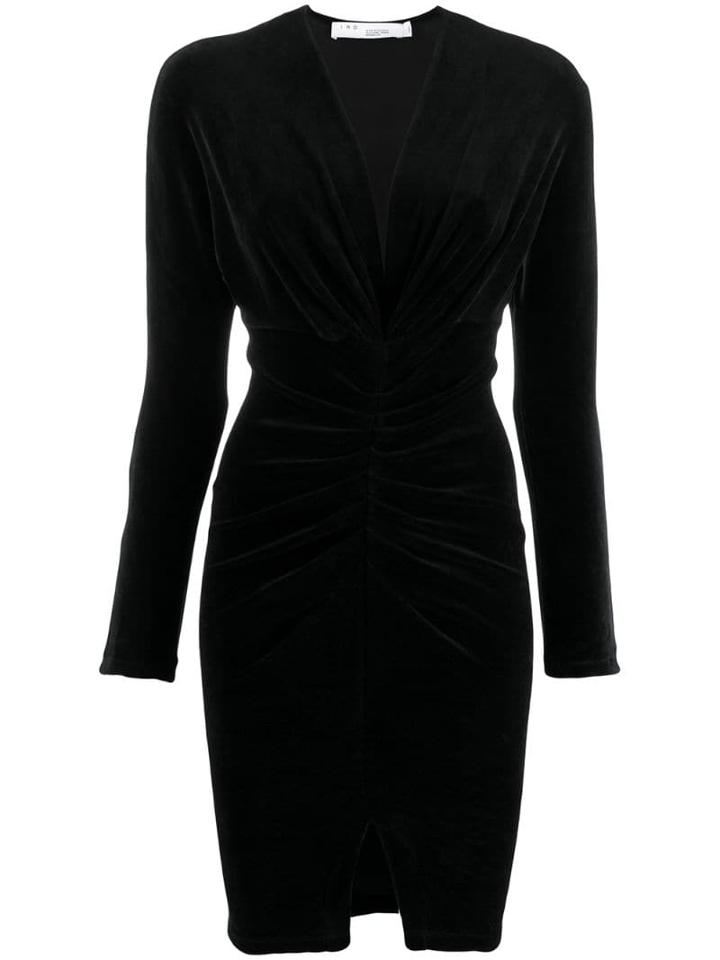Iro Ruched V Dress - Black
