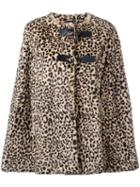 Meteo By Yves Salomon Leopard Print Poncho, Women's, Size: 38, Nude/neutrals, Silk/rabbit Fur