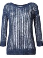 Michael Michael Kors Knitted Jumper, Women's, Size: Medium, Blue, Acrylic/nylon