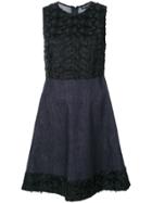 Emporio Armani Floral Embroidered Flared Dress - Blue