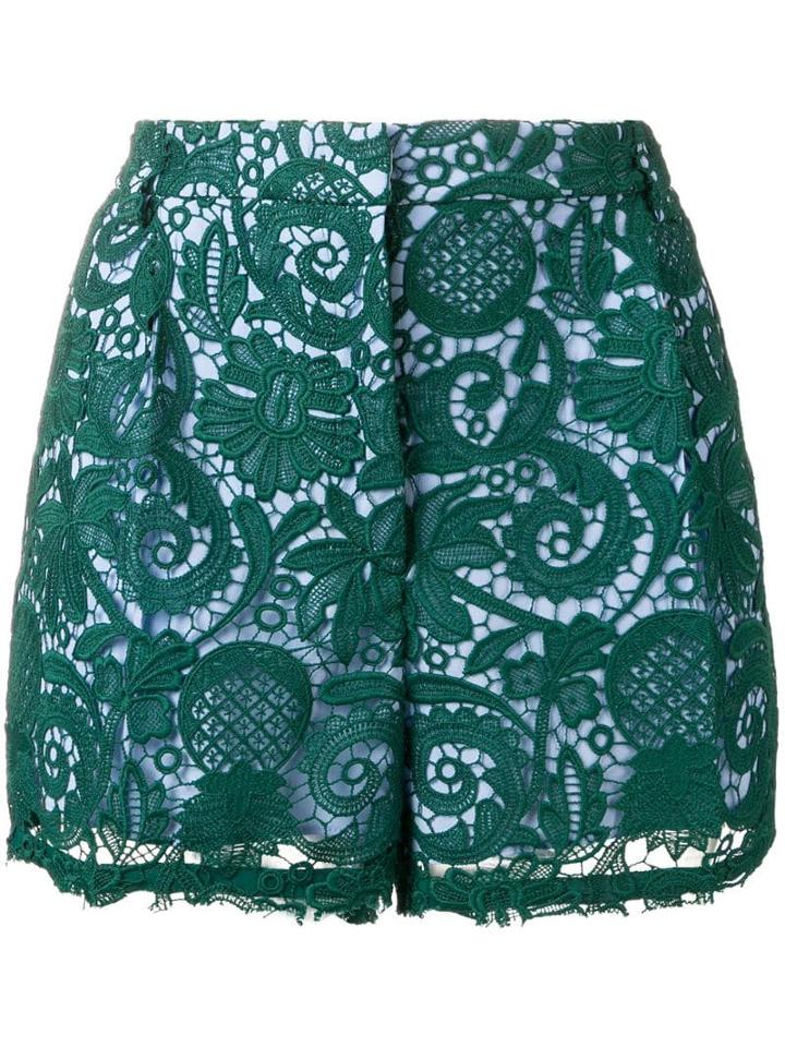 Nº21 Paisley Embroidered Shorts - Green