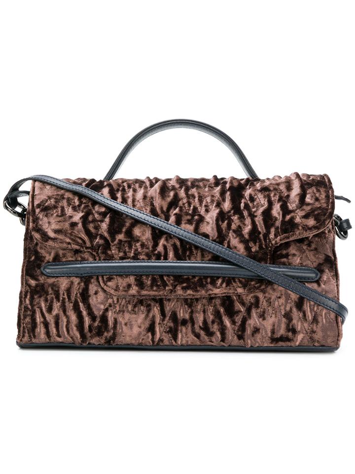 Zanellato Ruched Velvet Shoulder Bag - Brown
