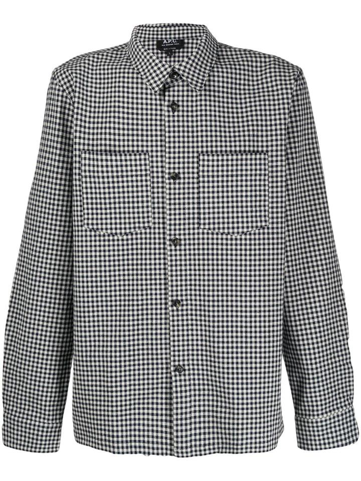 A.p.c. Gingham Print Shirt - Blue
