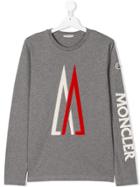 Moncler Kids Teen Logo Sleeve T-shirt - Grey