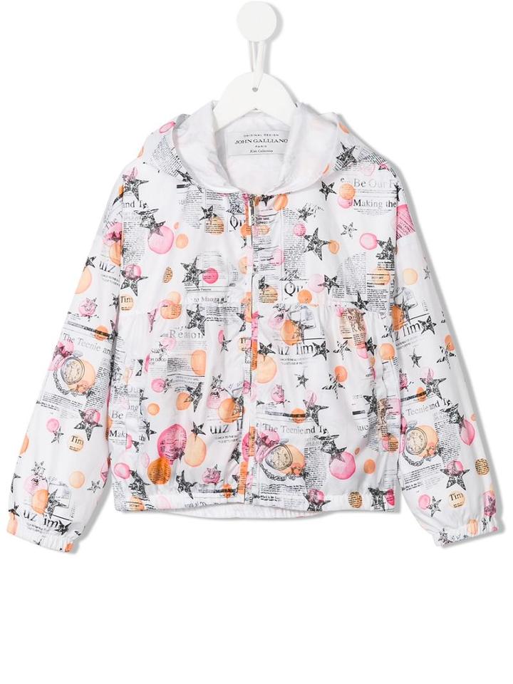 John Galliano Kids Hooded Jacket, Girl's, Size: 10 Yrs, White