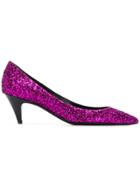 Saint Laurent Charlotte Glitter Pumps - Pink & Purple