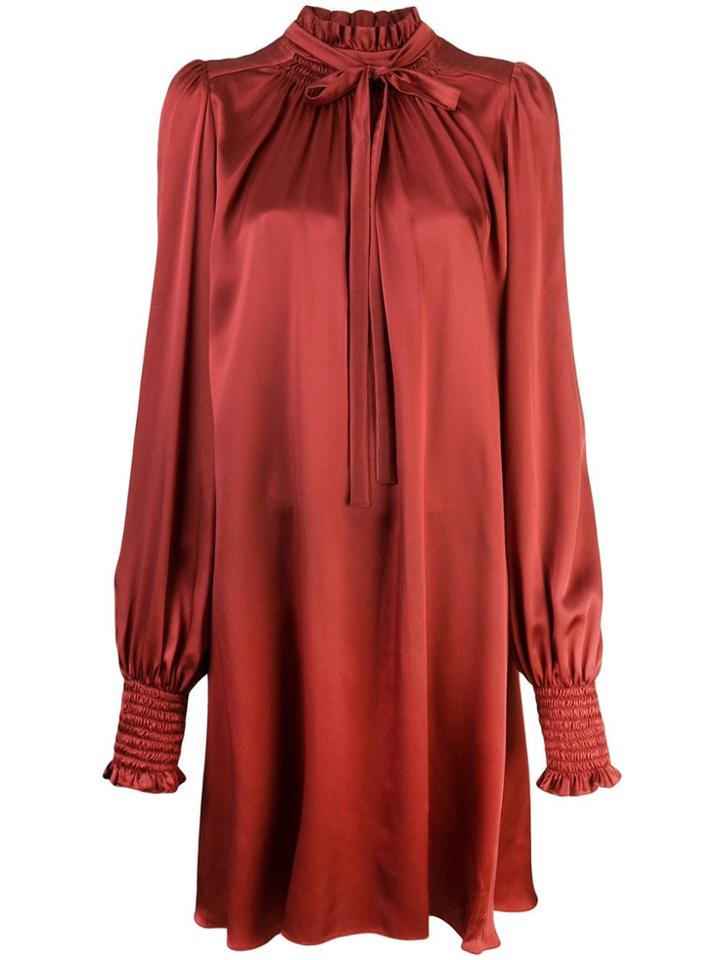 Adam Lippes Tie Neck Shirt Dress - Orange