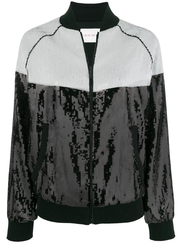 Alberta Ferretti Sequin Bomber Jacket - Black