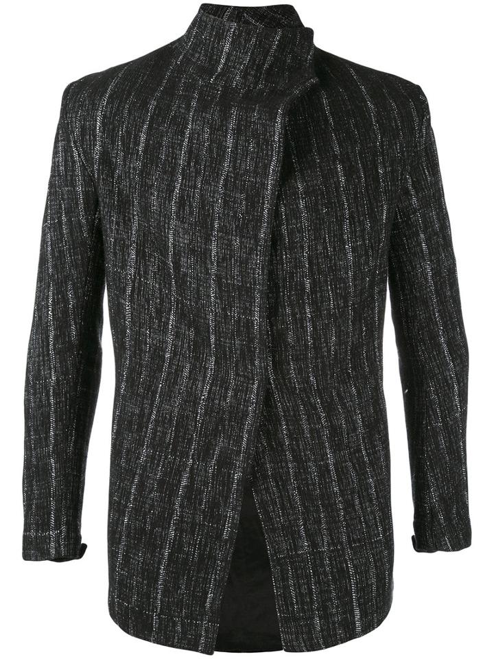 A New Cross - Striped Asymmetric Jacket - Unisex - Cotton/viscose - M, Black, Cotton/viscose