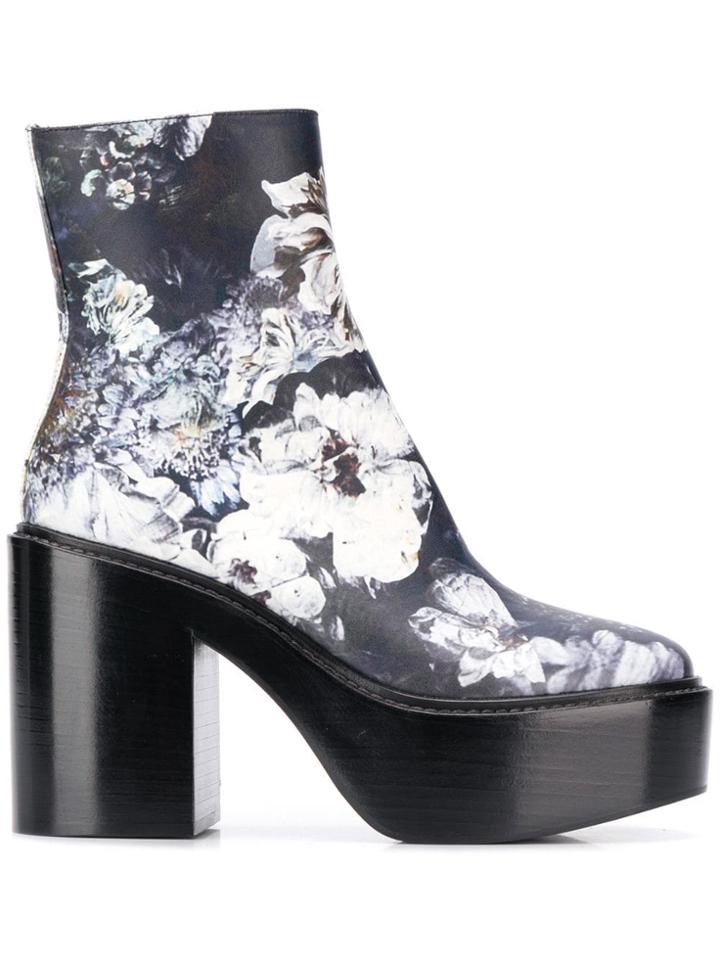 A.f.vandevorst Floral Print Platform Boots - Blue
