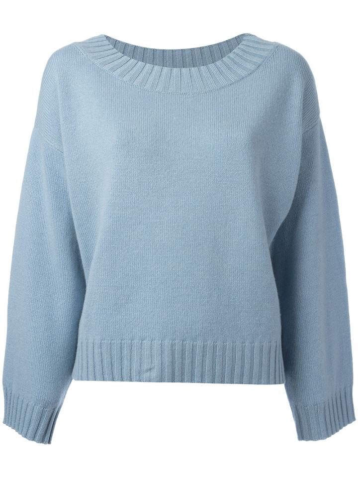 Vince Ribbed Hem Jumper, Women's, Size: Xs, Blue, Cashmere
