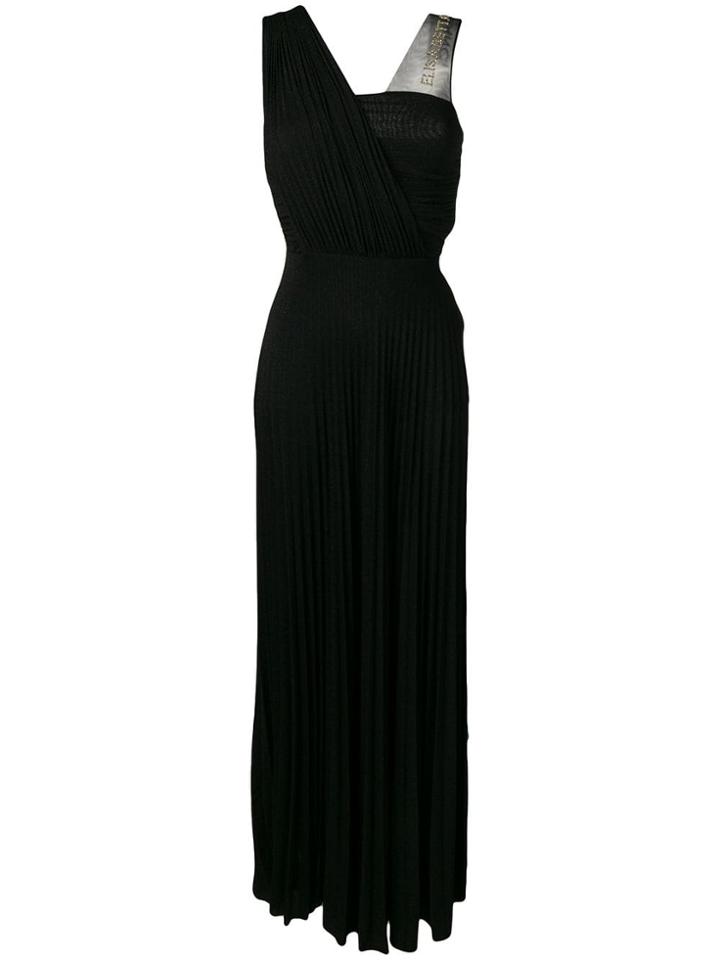 Elisabetta Franchi Pleated Evening Gown - Black