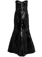 Natasha Zinko Strapless Fitted Leather Gown - Black