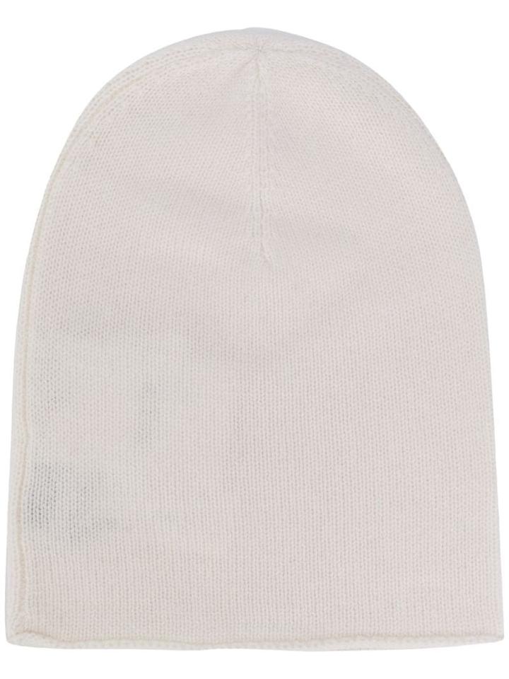 Allude Chunky Knit Beanie Hat - White