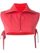 Facetasm Zipped Cropped Blouse, Women's, Size: 1, Red, Polyester/cotton/nylon