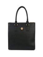 Versace Flat Shoulder Bag With Gold Medusa - Black