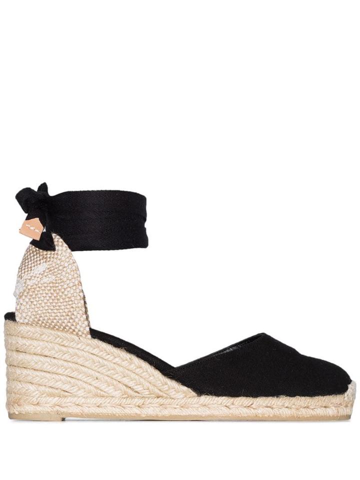 Castañer Carina 60 Ankle-tie Wedge Sandals - Black