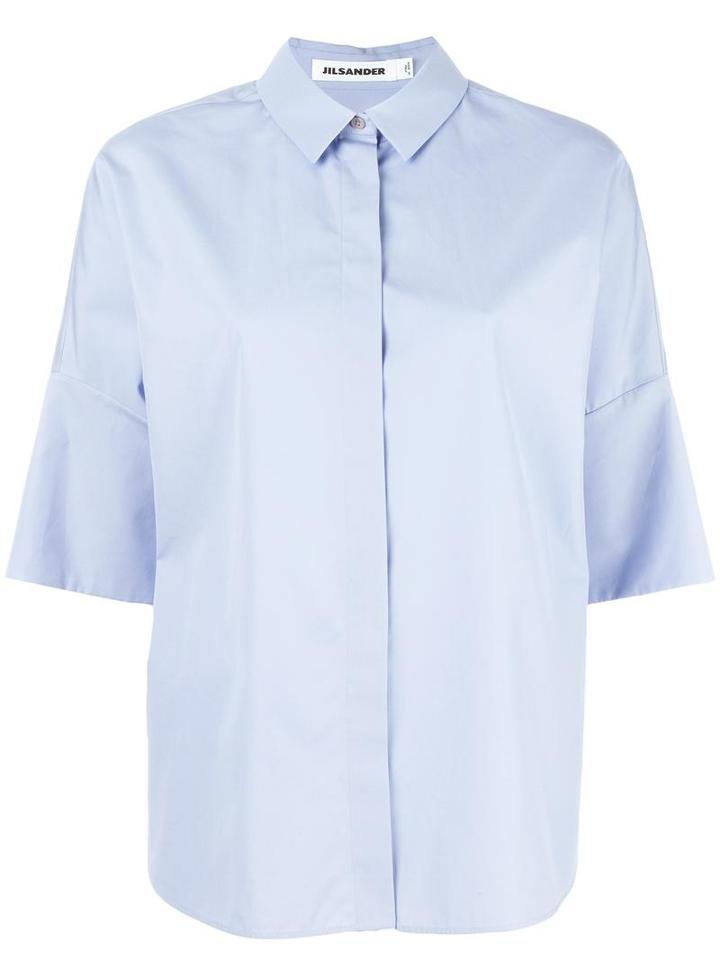 Jil Sander Cassidy Short Sleeve Shirt, Women's, Size: 34, Blue, Cotton