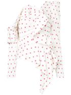 Self-portrait Asymmetric Polka Dot Shirt - White