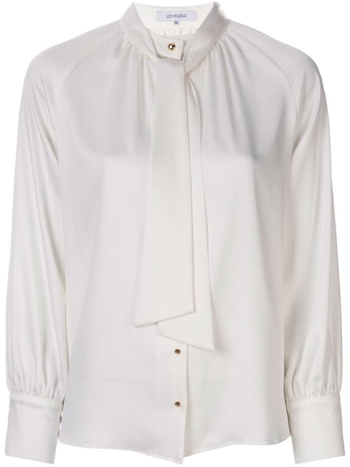 Loveless Tied Neckline Shirt - White