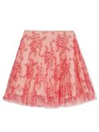 Burberry Kids Teen Pleated Lace Skirt - Pink