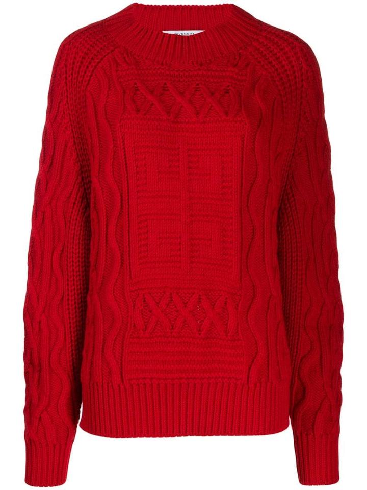 Givenchy Oversized Cable Knit Sweater - Red