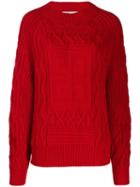 Givenchy Oversized Cable Knit Sweater - Red