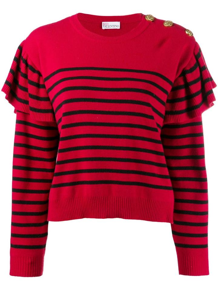 Red Valentino Red(v) Striped Knitted Jumper