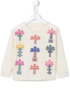 Simple Kids Floral Intarsia Knit Jumper, Toddler Girl's, Size: 4 Yrs, Nude/neutrals