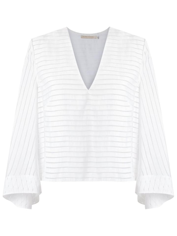 Giuliana Romanno V-neck Striped Blouse