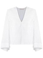 Giuliana Romanno V-neck Striped Blouse