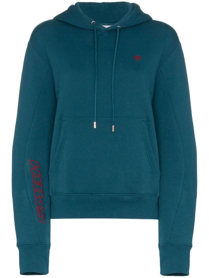 Gmbh X Browns Dag Cropped Embroidered Hooded Jumper - Blue