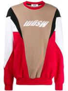 Msgm Panelled Racer Logo Sweatshirt - Neutrals