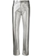 Msgm Metallic Finish Coated Jeans - Silver