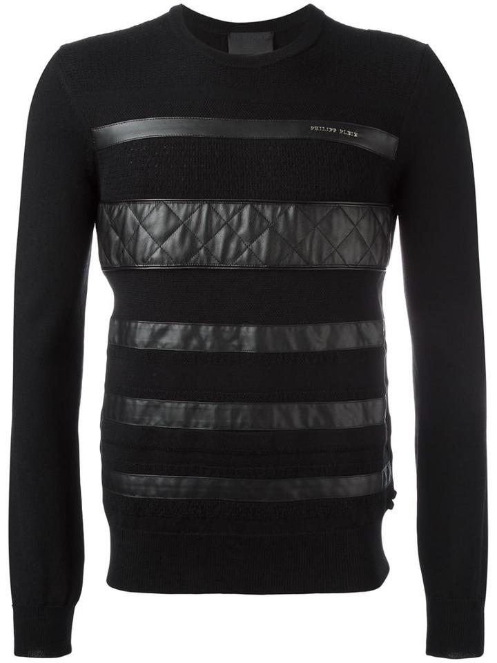 Philipp Plein Striped Panel Jumper, Men's, Size: Xxl, Black, Merino