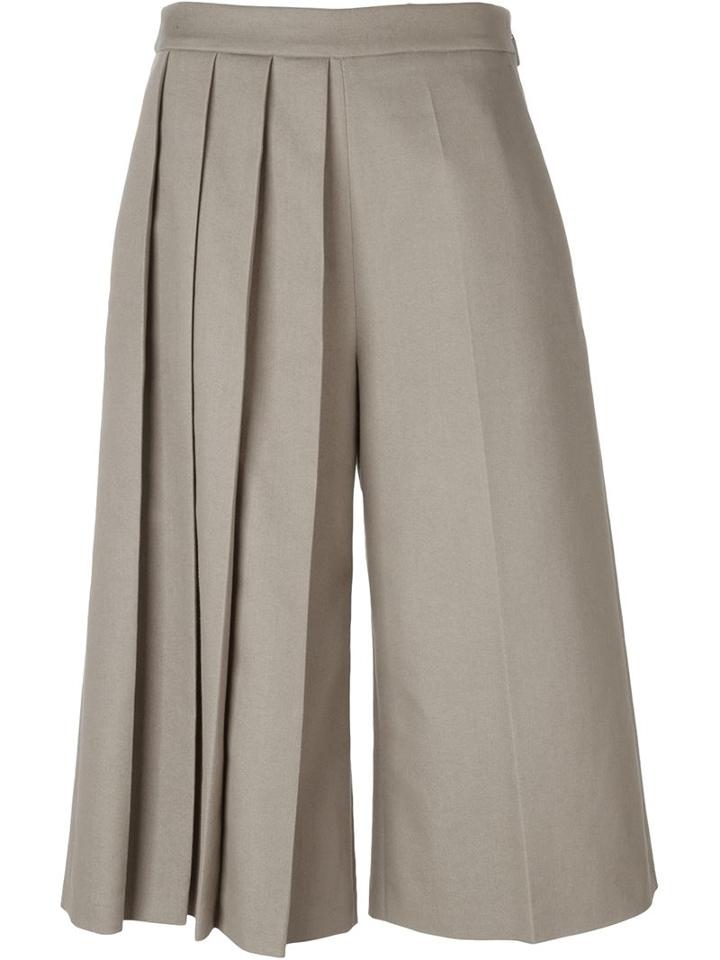 Msgm Pleated Detail Palazzo Trousers, Women's, Size: 40, Nude/neutrals, Cotton/polyester/spandex/elastane
