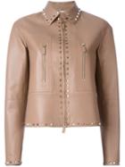 Valentino Rockstud Jacket, Women's, Size: 44, Nude/neutrals, Lamb Skin