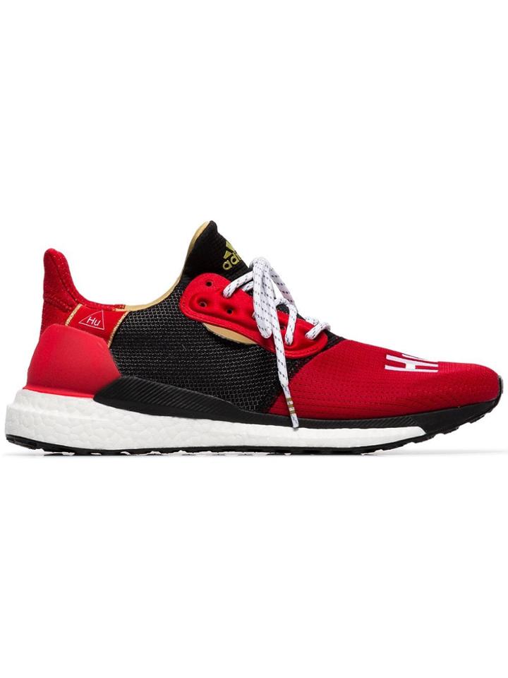 Adidas X Pharrell Williams Red And Black Solar Hu Glide St Sneakers