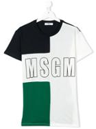 Msgm Kids Teen Colour Block Logo T-shirt - Blue